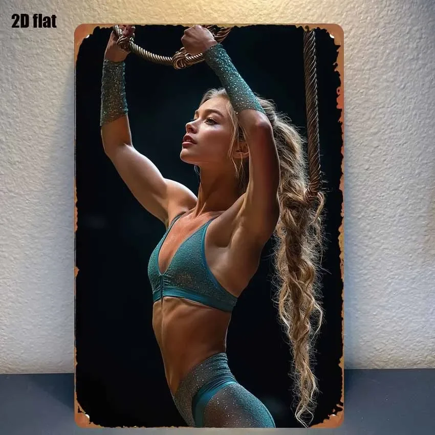 Sports Equipment Poster - Vintage Demir Kaslı Kadın Metal Tabela